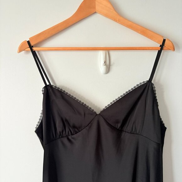 Aritzia Sunday Best Rae Midi Slip Satin Dress Black Size Large - Picture 3 of 10